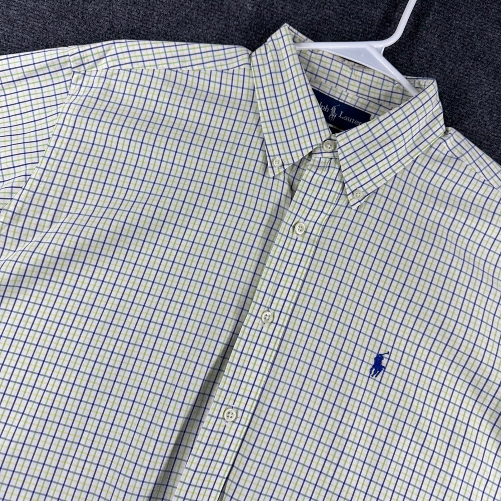 Ralph Lauren Button Down Mens L Large Multi Color Check Short Sleeve Classic Fit
